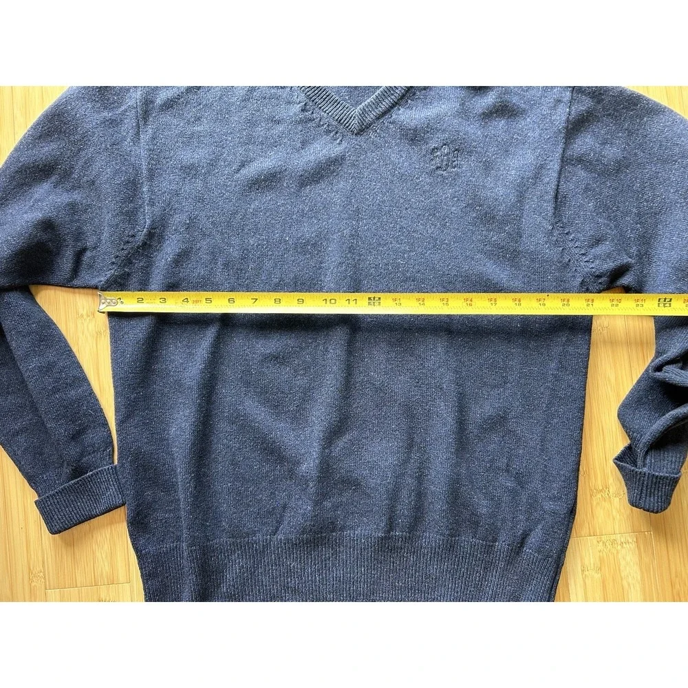 Pendleton Virgin Lambswool Navy Blue Knit V-Neck Sweater Size M *Monogrammed*